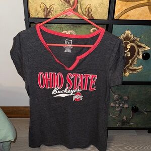 Pro Edge Gray and Red Ohio State Short Sleeve Tee
